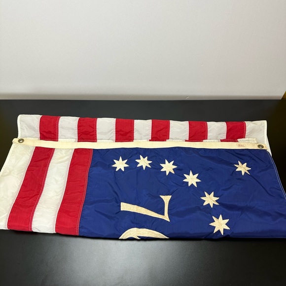 Vtg 1776 76 American USA Nylon Flag Grommets Embroidered Stars and Stripes - Picture 11 of 14
